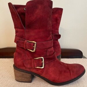 Donald J. Pliner Red Suede Moto Boot Size 9.5
